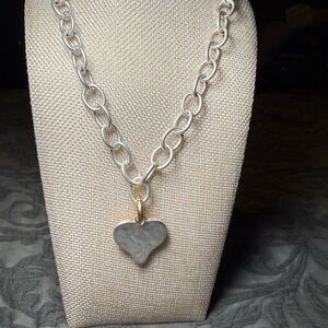 Park Lane Horizon Silver Chain Necklace with Mixed Metal Heart Pendant